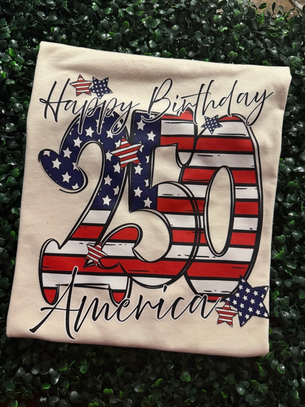 Happy Birthday 250 America Graphic Tee - Red, White & Blue